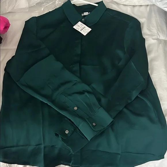 J. Crew Factory Dark Green Blouse - Picture 1 of 1